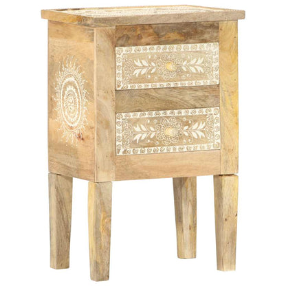 vidaXL Hand Painted bedside Cabinet 40x30x60 cm Solid Mango Wood - Brown