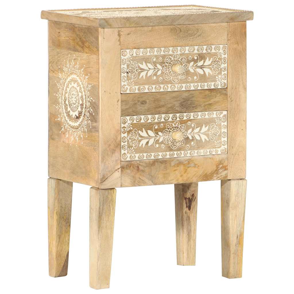 vidaXL Hand Painted bedside Cabinet 40x30x60 cm Solid Mango Wood - Brown