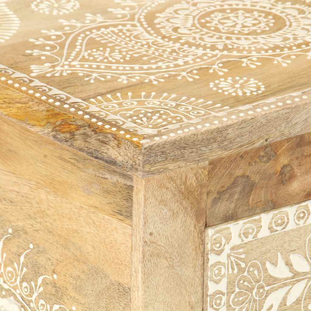 vidaXL Hand Painted bedside Cabinet 40x30x60 cm Solid Mango Wood - Brown