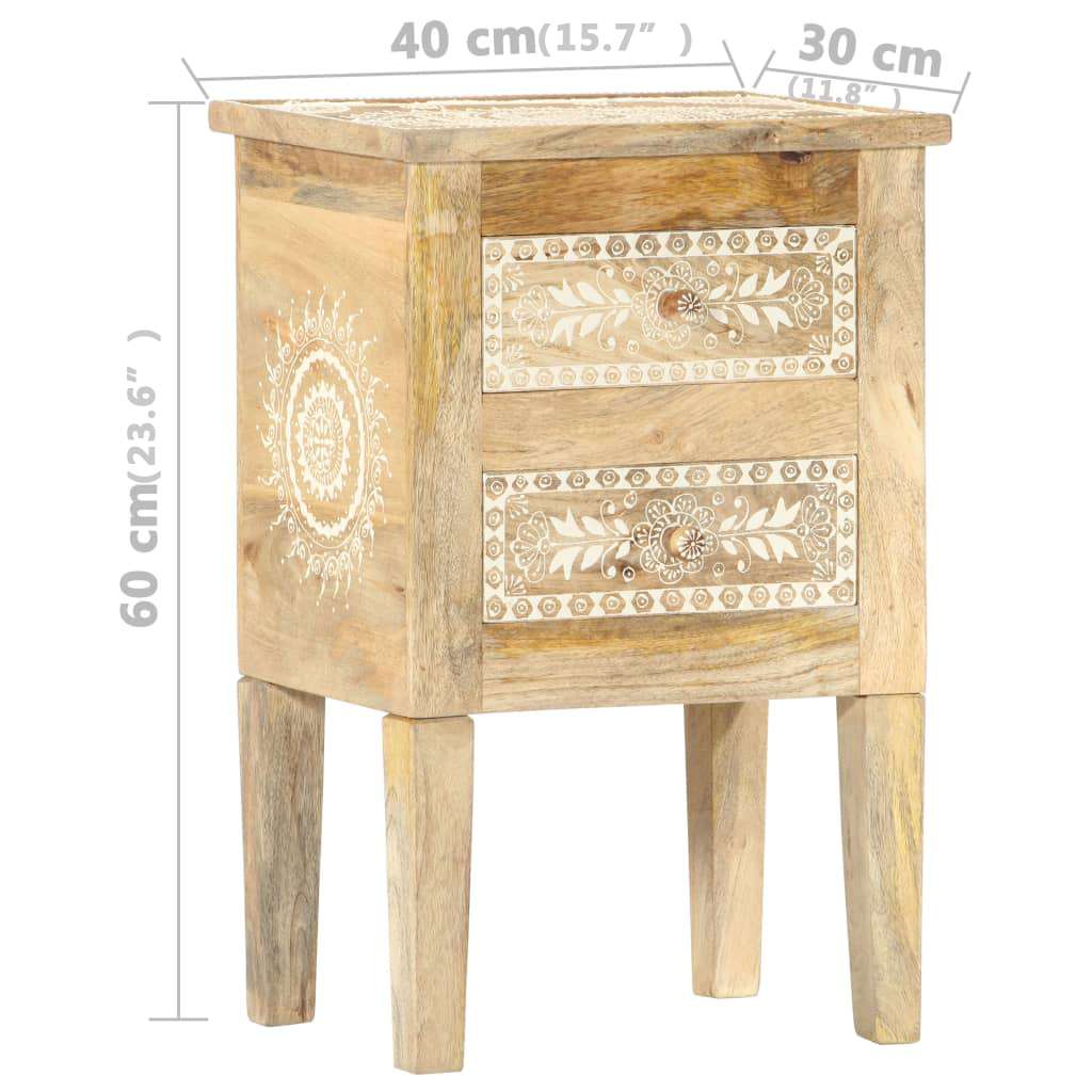 vidaXL Hand Painted bedside Cabinet 40x30x60 cm Solid Mango Wood - Brown