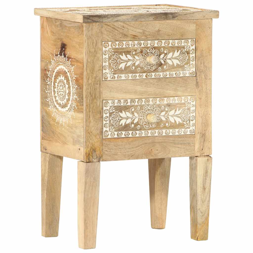 vidaXL Hand Painted bedside Cabinet 40x30x60 cm Solid Mango Wood - Brown