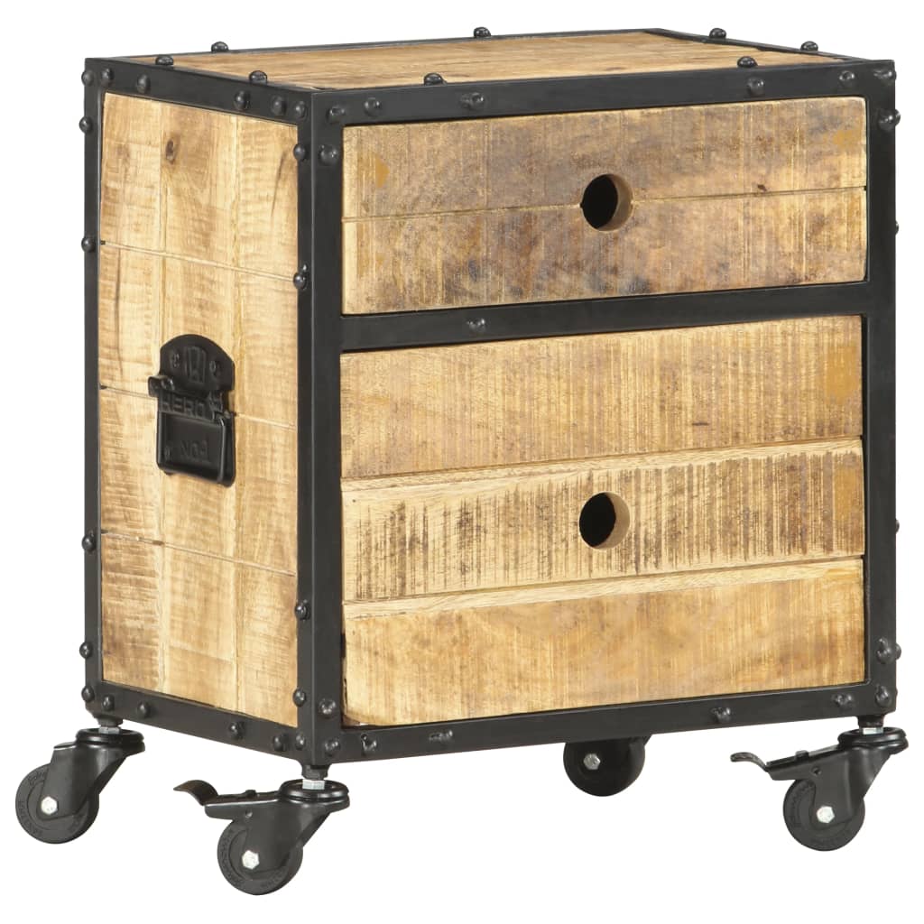 vidaXL Bedside Cabinet 40x30x50 cm Rough Mango Wood - Brown - Medium