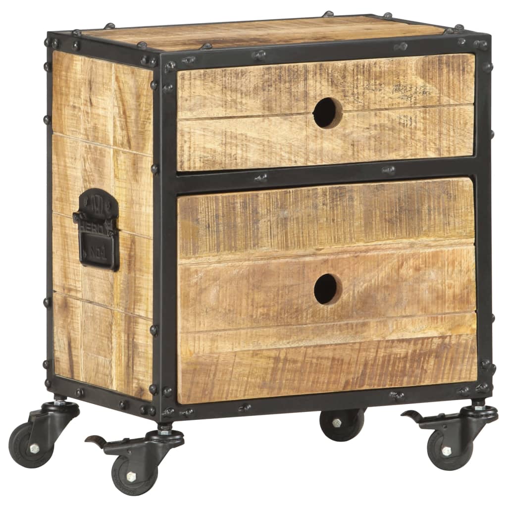 vidaXL Bedside Cabinet 40x30x50 cm Rough Mango Wood - Brown - Medium