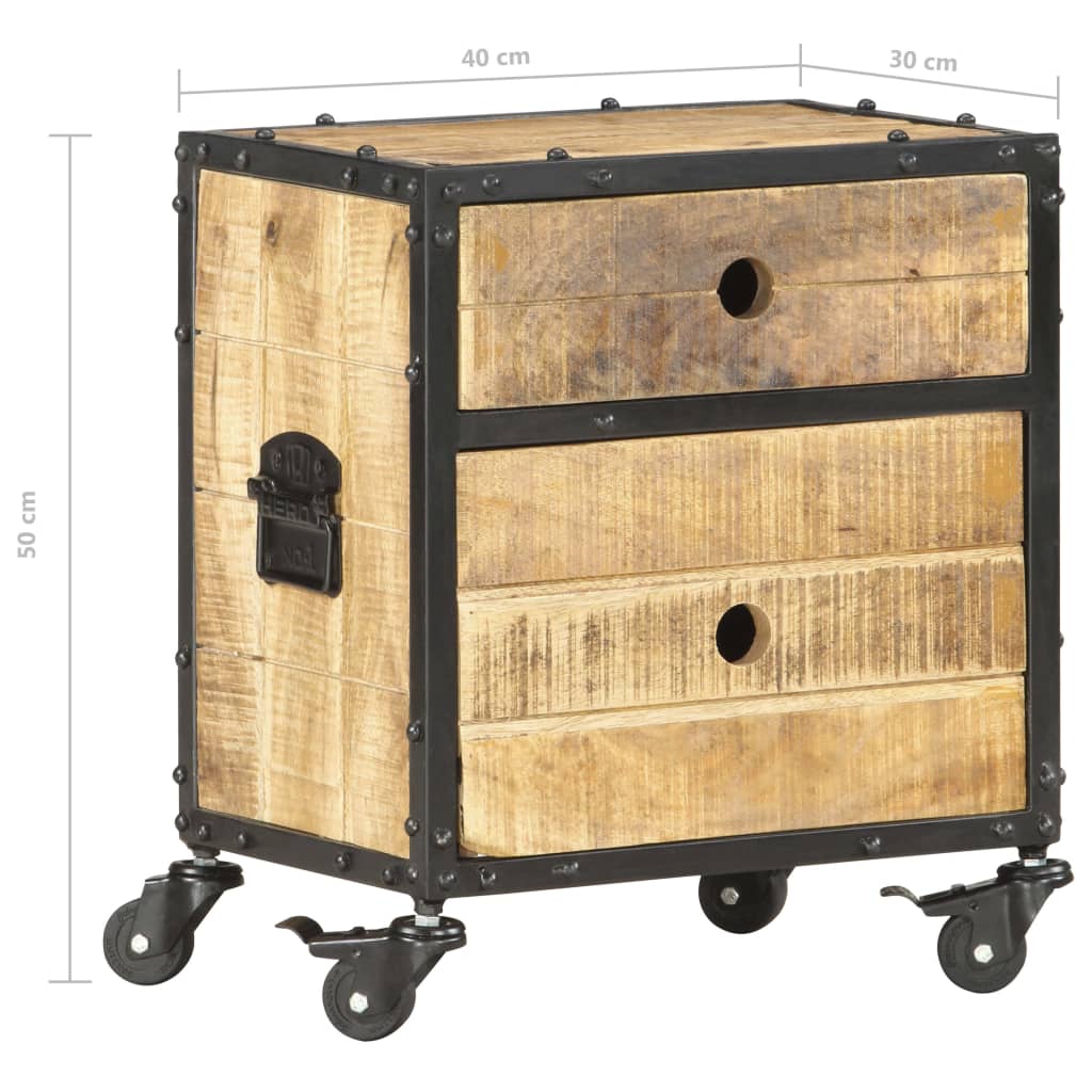 vidaXL Bedside Cabinet 40x30x50 cm Rough Mango Wood - Brown - Medium