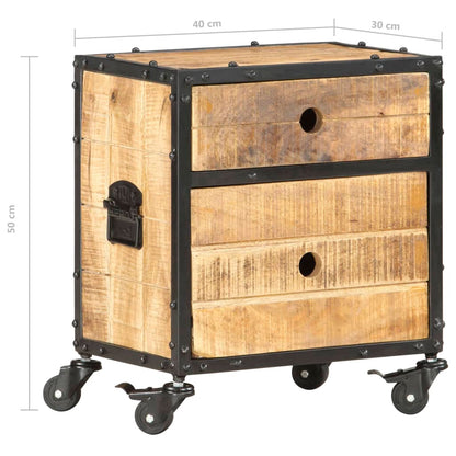 vidaXL Bedside Cabinet 40x30x50 cm Rough Mango Wood - Brown - Medium