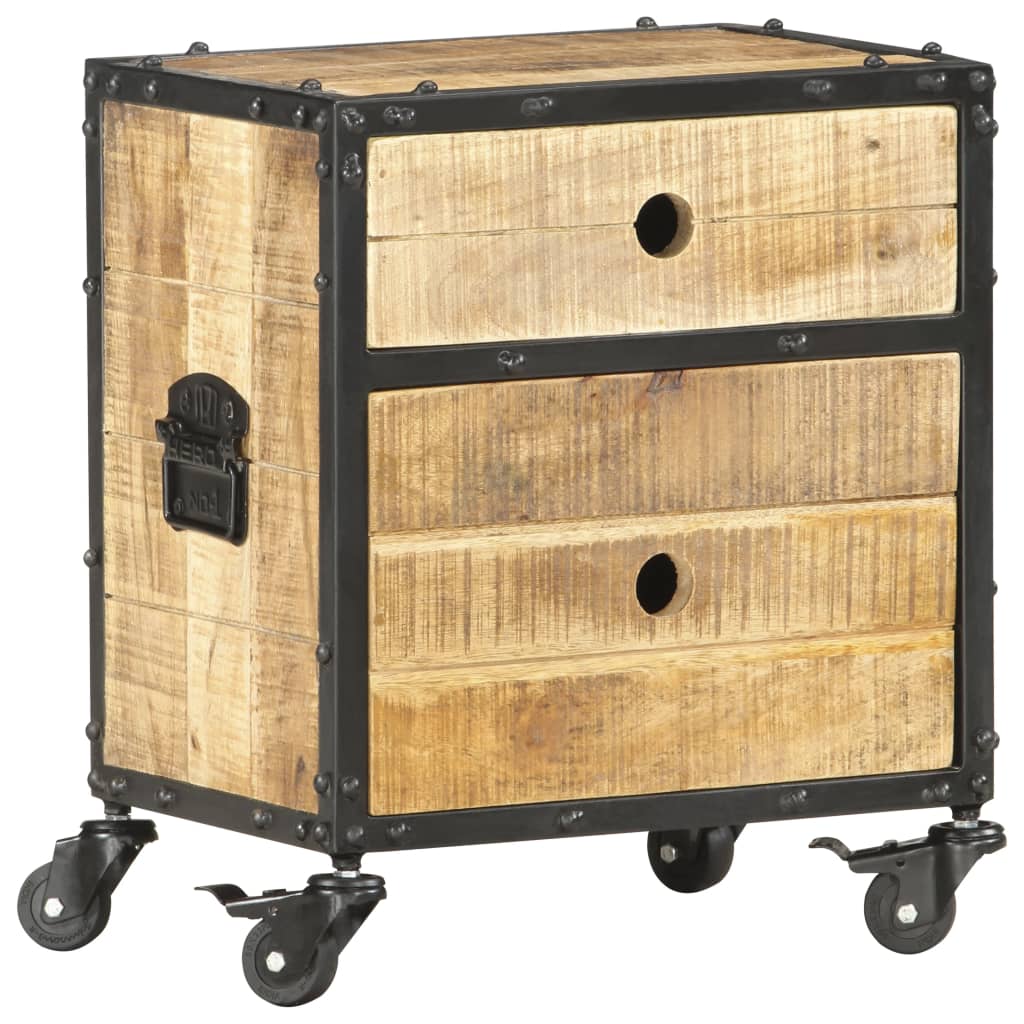 vidaXL Bedside Cabinet 40x30x50 cm Rough Mango Wood - Brown - Medium