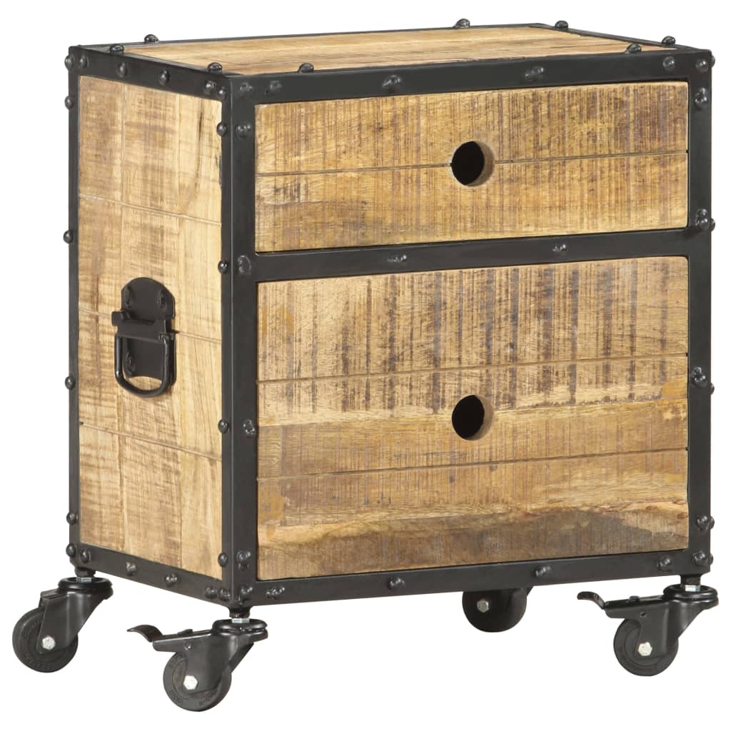 vidaXL Bedside Cabinet 40x30x50 cm Rough Mango Wood - Brown - Medium