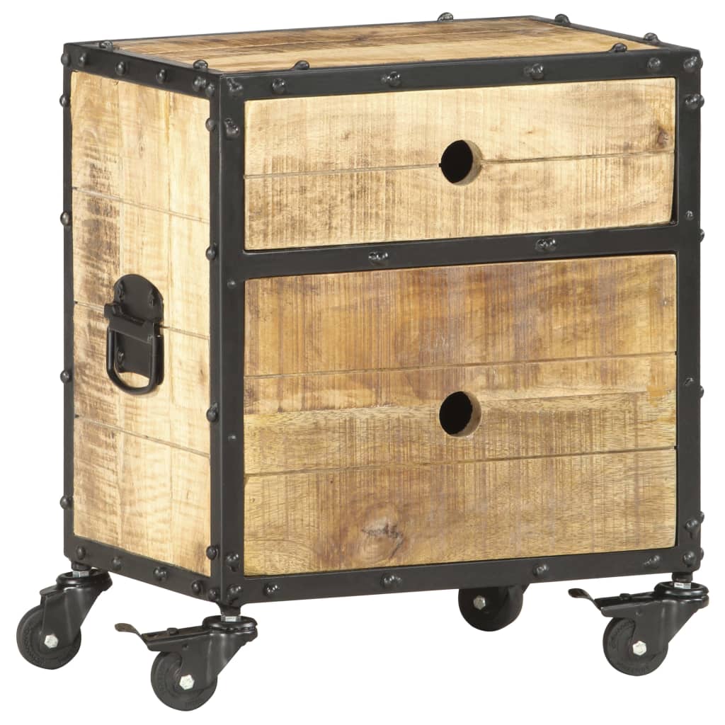 vidaXL Bedside Cabinet 40x30x50 cm Rough Mango Wood - Brown - Medium