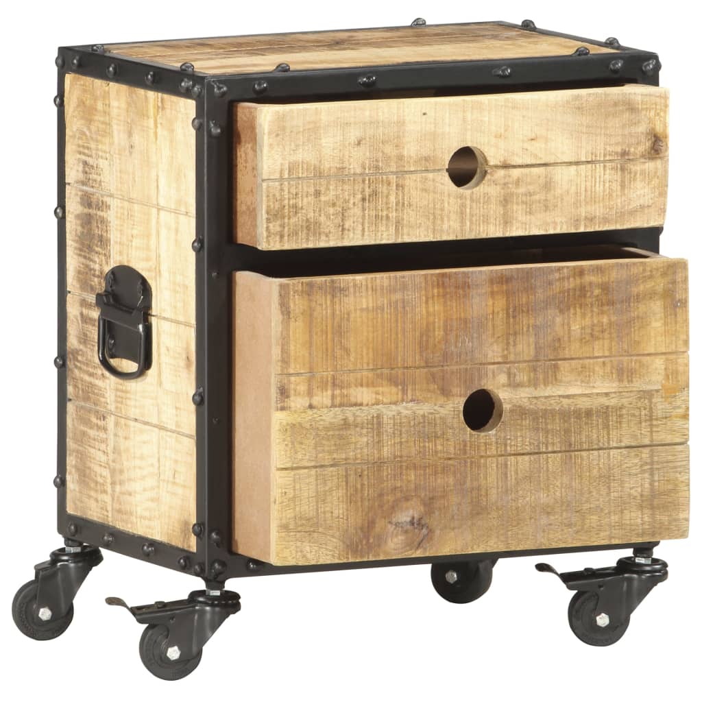 vidaXL Bedside Cabinet 40x30x50 cm Rough Mango Wood - Brown - Medium