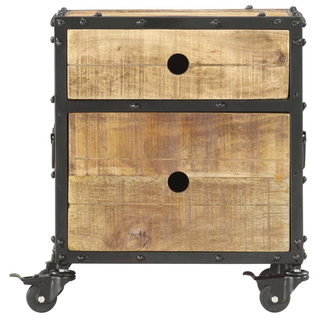 vidaXL Bedside Cabinet 40x30x50 cm Rough Mango Wood - Brown - Medium