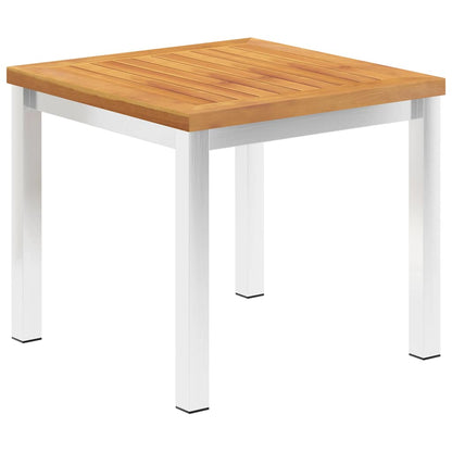 vidaXL Garden Side Table 45x45x38 cm Solid Acacia Wood and Stainless Steel - Brown