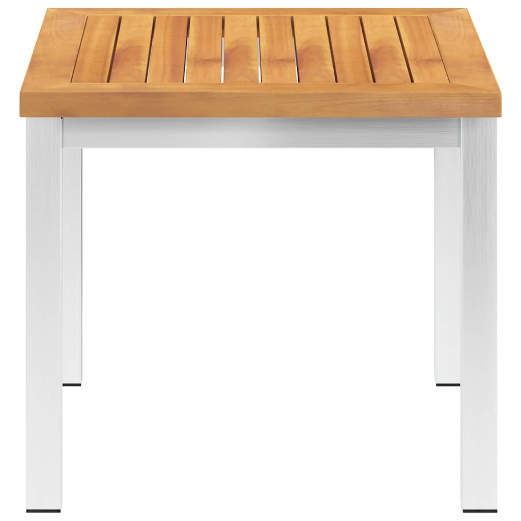 vidaXL Garden Side Table 45x45x38 cm Solid Acacia Wood and Stainless Steel - Brown