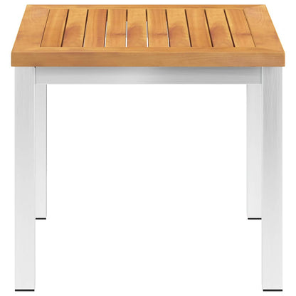 vidaXL Garden Side Table 45x45x38 cm Solid Acacia Wood and Stainless Steel - Brown