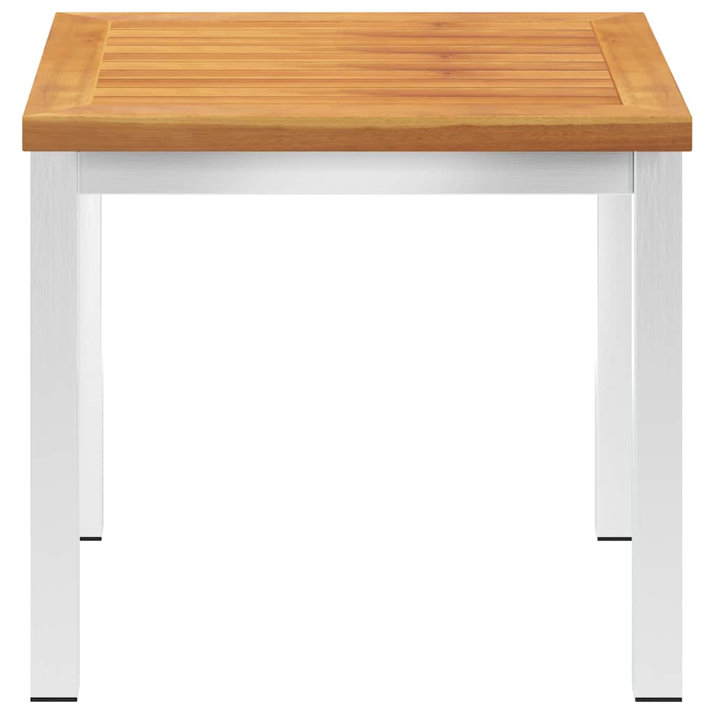 vidaXL Garden Side Table 45x45x38 cm Solid Acacia Wood and Stainless Steel - Brown