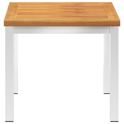vidaXL Garden Side Table 45x45x38 cm Solid Acacia Wood and Stainless Steel - Brown