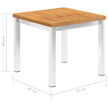 vidaXL Garden Side Table 45x45x38 cm Solid Acacia Wood and Stainless Steel - Brown