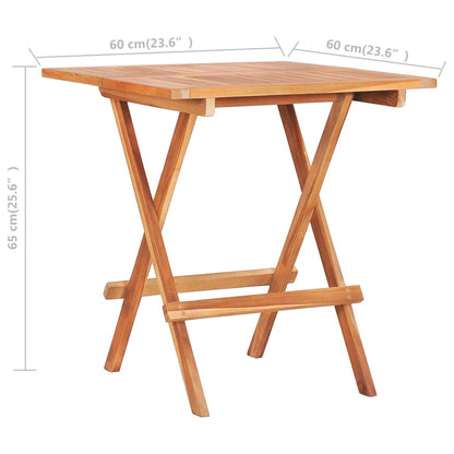 vidaXL Folding Bistro Table 60x60x65 cm Solid Teak Wood - Brown