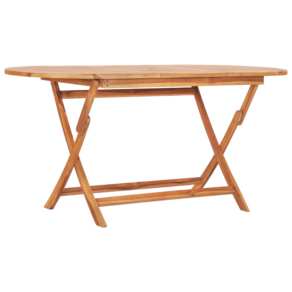 vidaXL Folding Garden Table 160x80x75 cm Solid Teak Wood - Brown