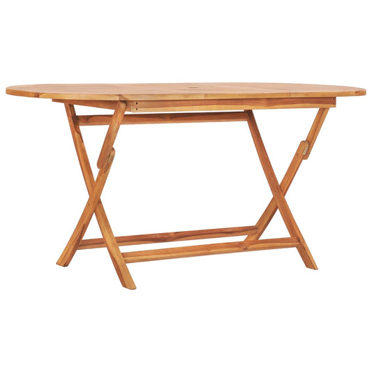 vidaXL Folding Garden Table 160x80x75 cm Solid Teak Wood - Brown