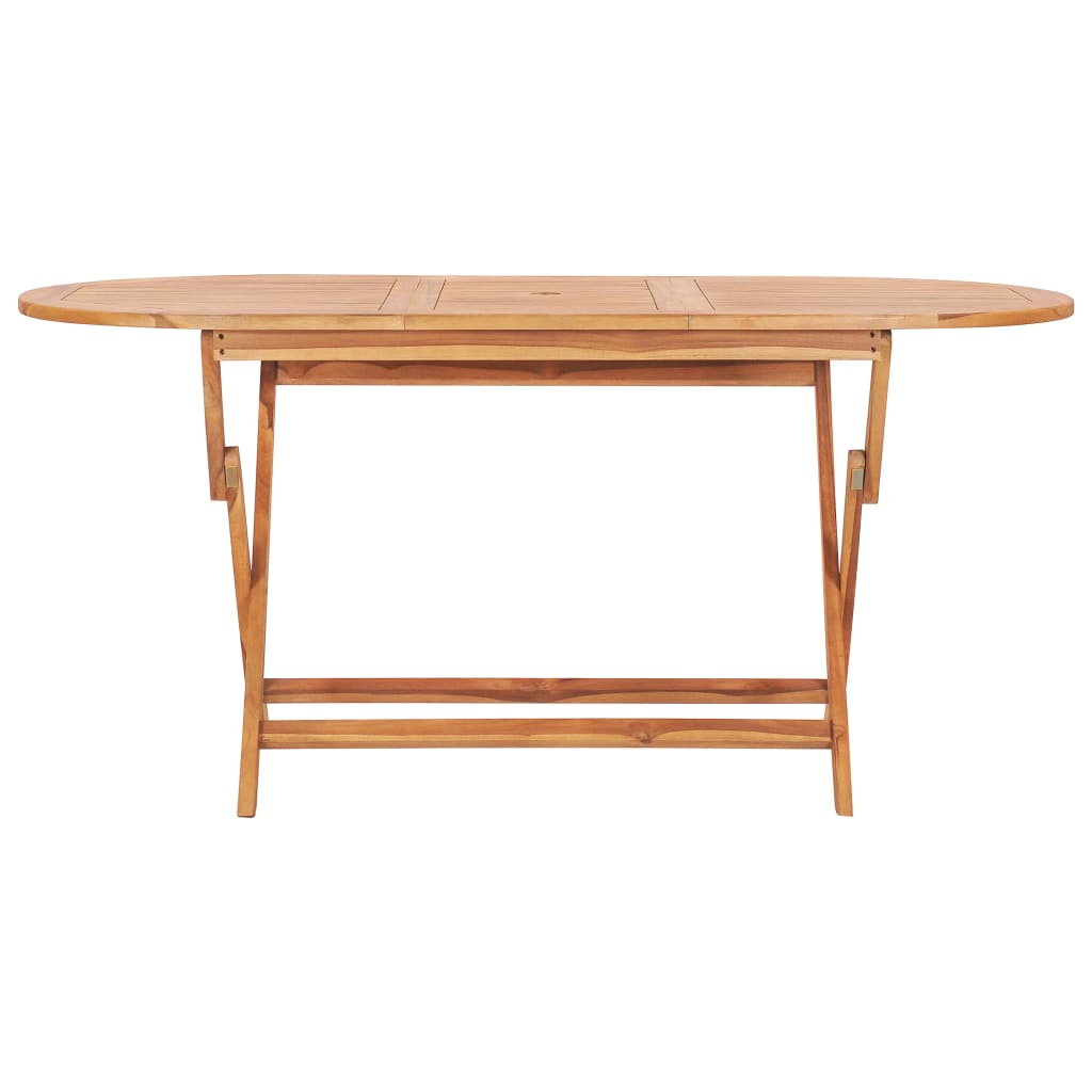 vidaXL Folding Garden Table 160x80x75 cm Solid Teak Wood - Brown