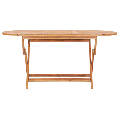 vidaXL Folding Garden Table 160x80x75 cm Solid Teak Wood - Brown