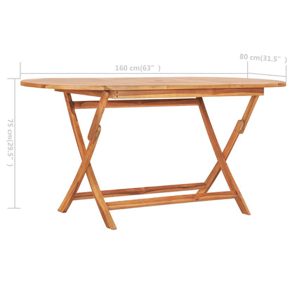 vidaXL Folding Garden Table 160x80x75 cm Solid Teak Wood - Brown