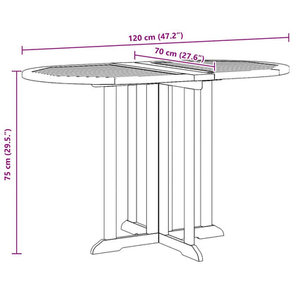 vidaXL Folding Butterfly Garden Table 120x70x75 cm Solid Teak Wood - Brown