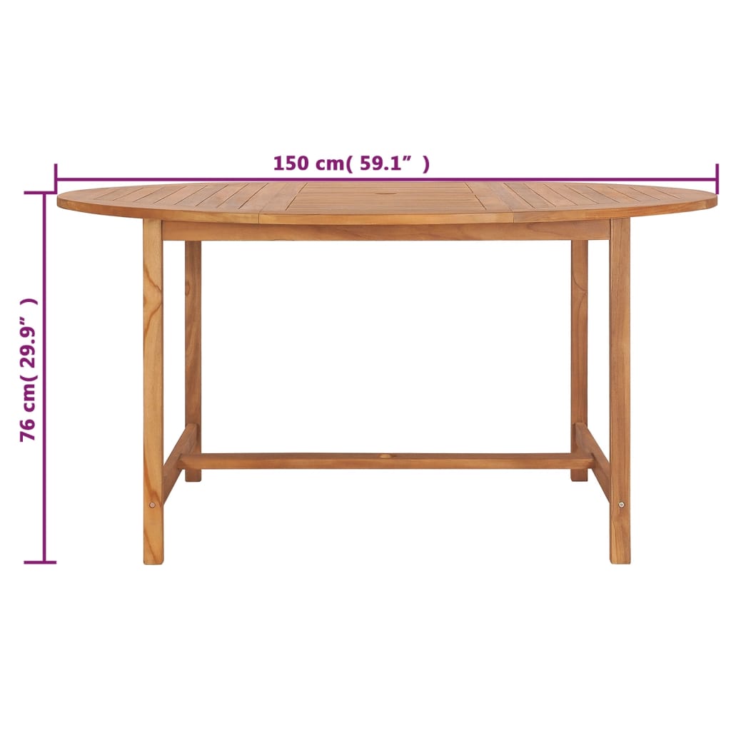 vidaXL Garden Table 150x76 cm Solid Teak Wood - Brown