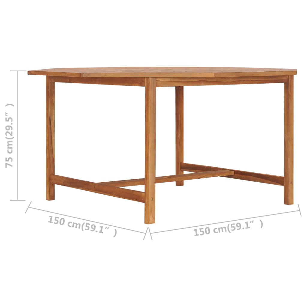 vidaXL Garden Table 150x150x75 cm Solid Teak Wood - Brown