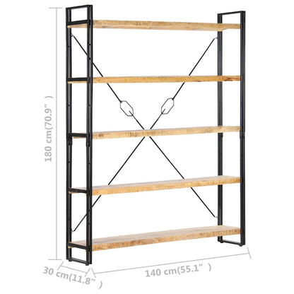 vidaXL 5-Tier Bookcase 140x30x180 cm Solid Mango Wood - Brown
