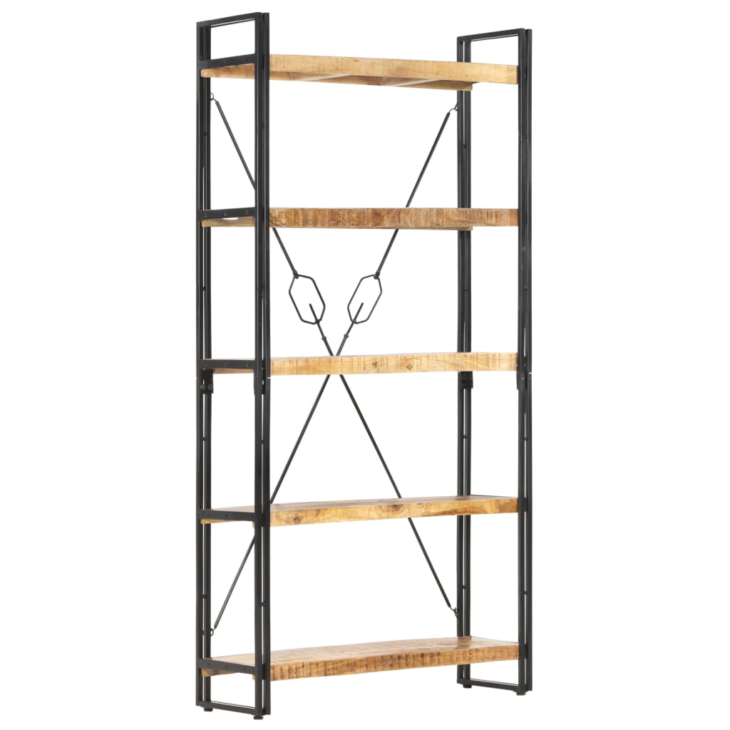 vidaXL 5-Tier Bookcase 90x30x180 cm Solid Mango Wood - Brown