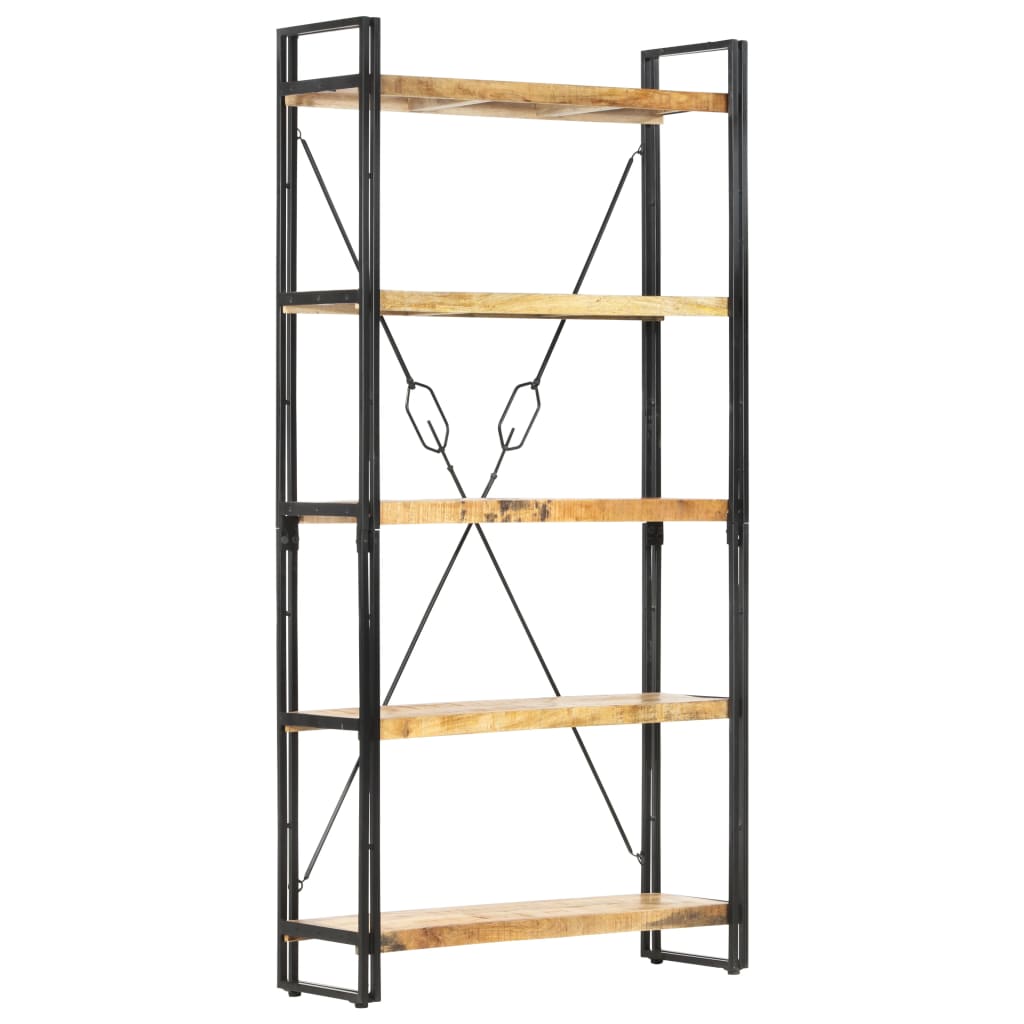 vidaXL 5-Tier Bookcase 90x30x180 cm Solid Mango Wood - Brown