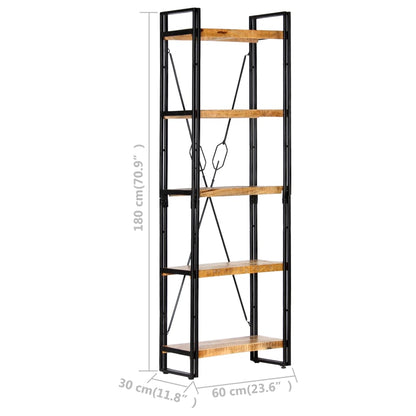 vidaXL 5-Tier Bookcase 60x30x180 cm Solid Mango Wood - Brown