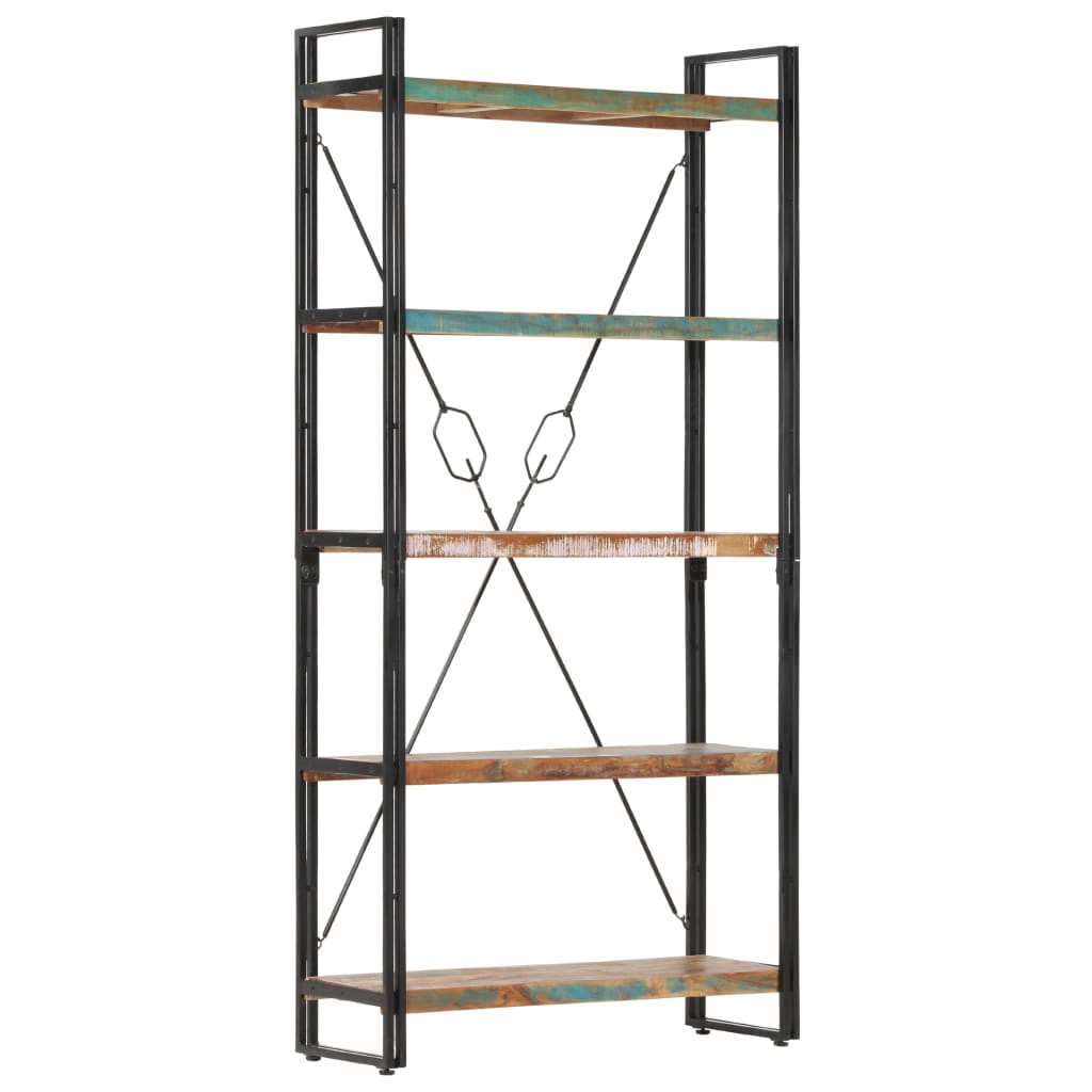 vidaXL 5-Tier Bookcase 90x30x180 cm Solid Reclaimed Wood - Brown