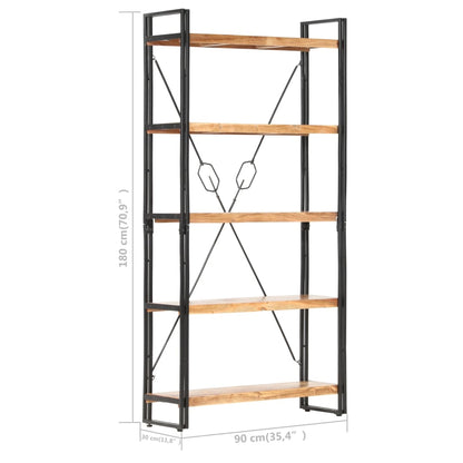 vidaXL 5-Tier Bookcase 90x30x180 cm Solid Acacia Wood - Brown