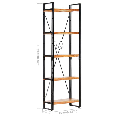 vidaXL 5-Tier Bookcase 60x30x180 cm Solid Acacia Wood - Brown
