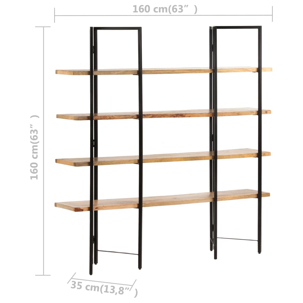 vidaXL 4-Tier Bookcase 160x35x160 cm Solid Mango Wood - Brown
