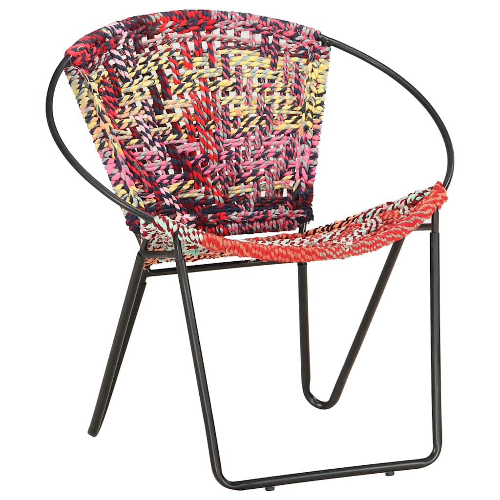 286609 vidaXL Circle Chair Multicolours Chindi Fabric - Multicolour - 69 x 69 x 69 cm