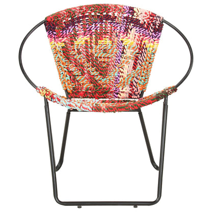 286609 vidaXL Circle Chair Multicolours Chindi Fabric - Multicolour - 69 x 69 x 69 cm