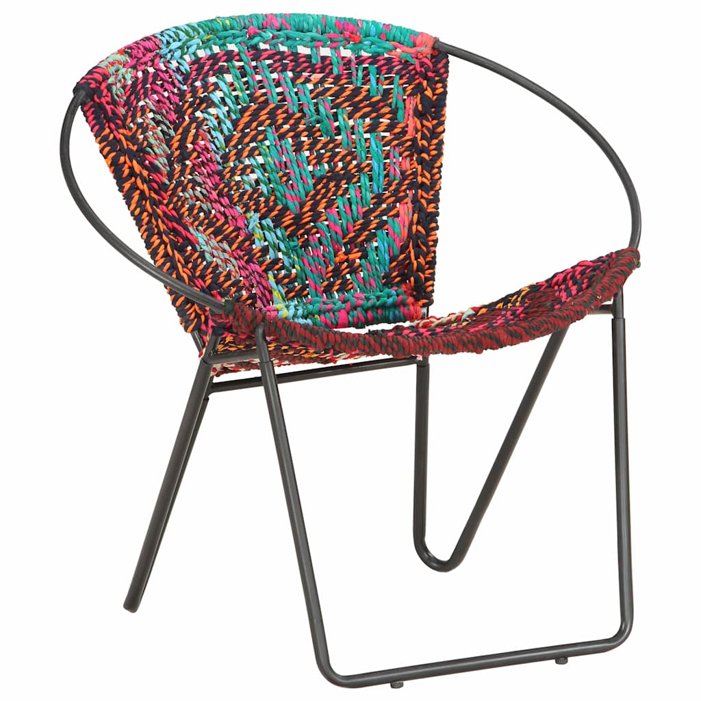 286609 vidaXL Circle Chair Multicolours Chindi Fabric - Multicolour - 69 x 69 x 69 cm