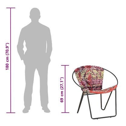 286609 vidaXL Circle Chair Multicolours Chindi Fabric - Multicolour - 69 x 69 x 69 cm