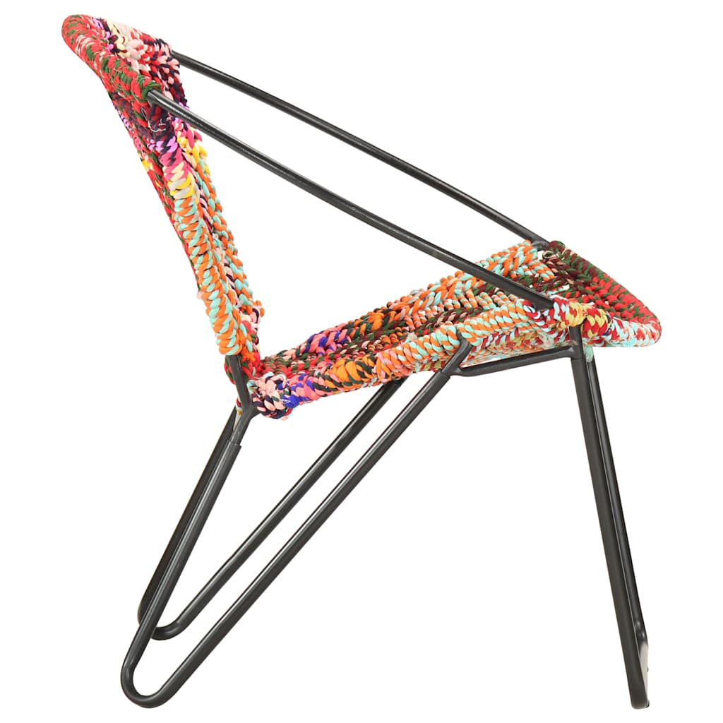 286609 vidaXL Circle Chair Multicolours Chindi Fabric - Multicolour - 69 x 69 x 69 cm