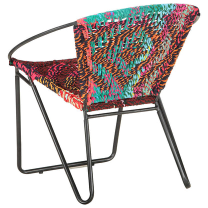 286609 vidaXL Circle Chair Multicolours Chindi Fabric - Multicolour - 69 x 69 x 69 cm