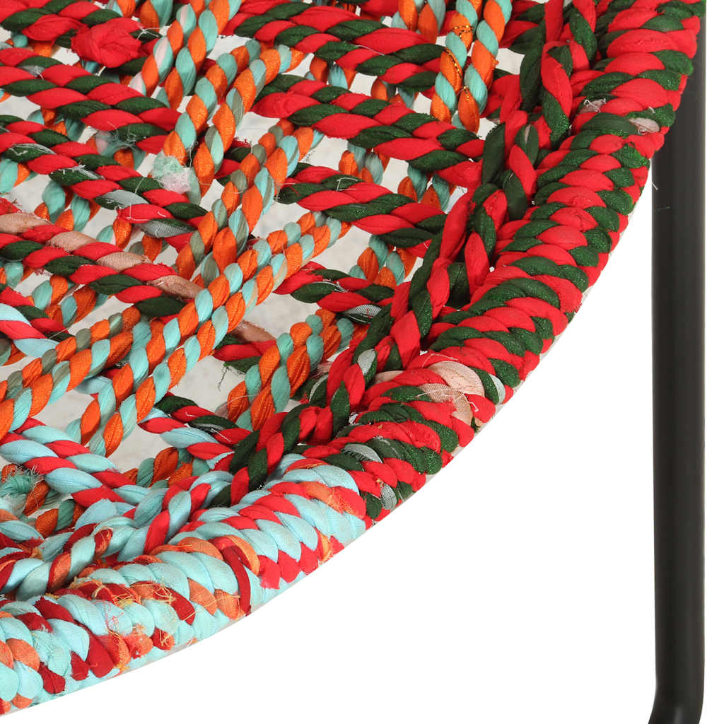 286609 vidaXL Circle Chair Multicolours Chindi Fabric - Multicolour - 69 x 69 x 69 cm
