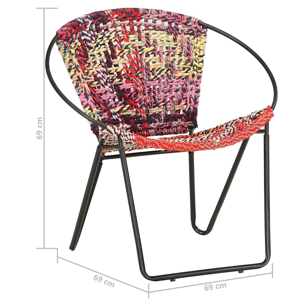 286609 vidaXL Circle Chair Multicolours Chindi Fabric - Multicolour - 69 x 69 x 69 cm
