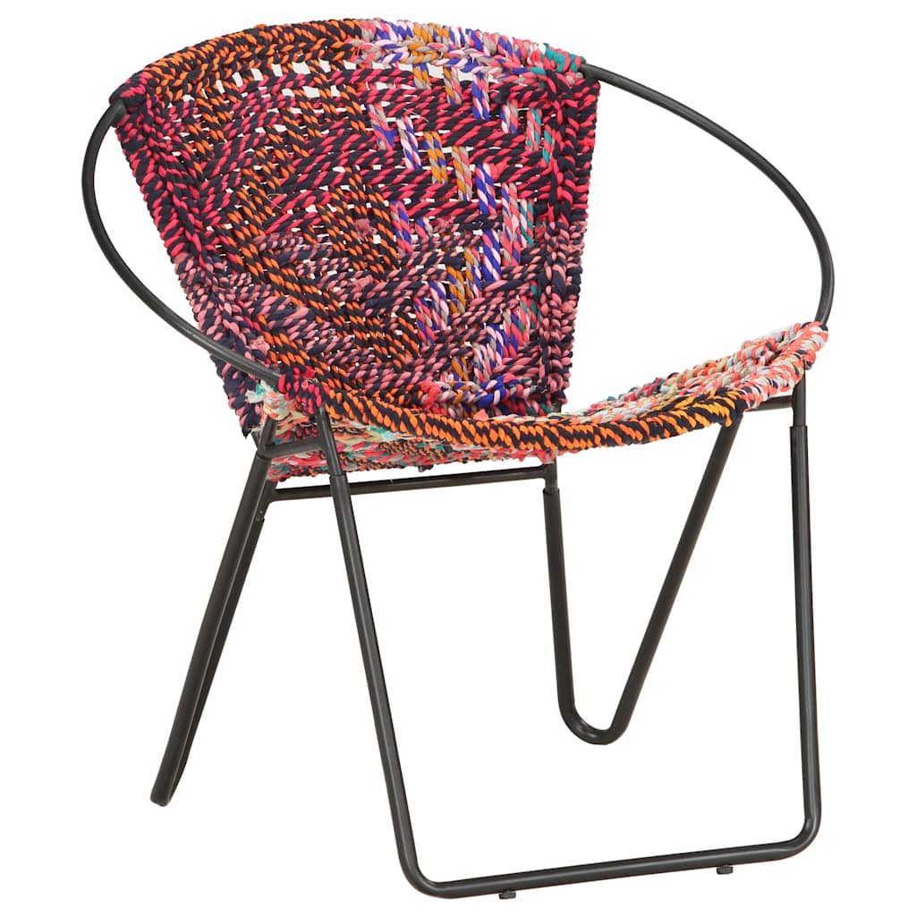 286609 vidaXL Circle Chair Multicolours Chindi Fabric - Multicolour - 69 x 69 x 69 cm