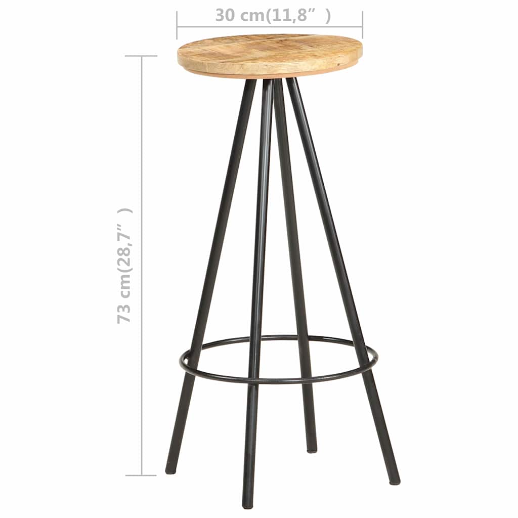 vidaXL Bar Stools 2 pcs Rough Mango Wood - Brown - 73 cm