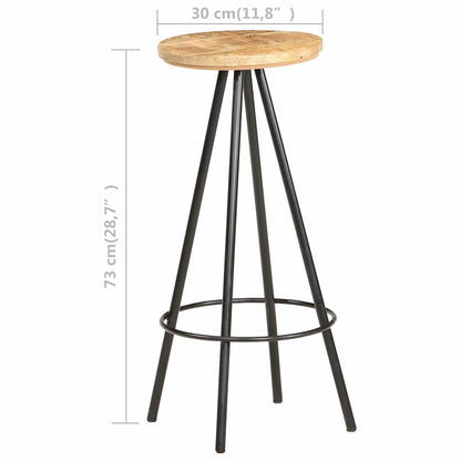 vidaXL Bar Stools 2 pcs Rough Mango Wood - Brown - 73 cm