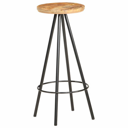 vidaXL Bar Stools 2 pcs Rough Mango Wood - Brown - 73 cm