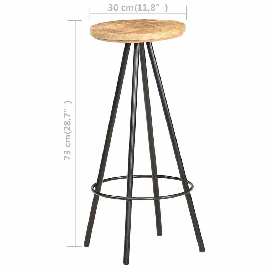vidaXL Bar Stools 4 pcs Rough Mango Wood - Brown - 73 cm